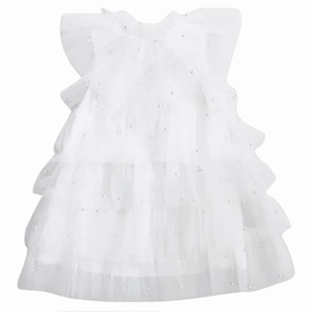 Comfortable Layer Dolly by Le Petit Tom Pearl Tutully Tiered Tulle Tuttu Dress White