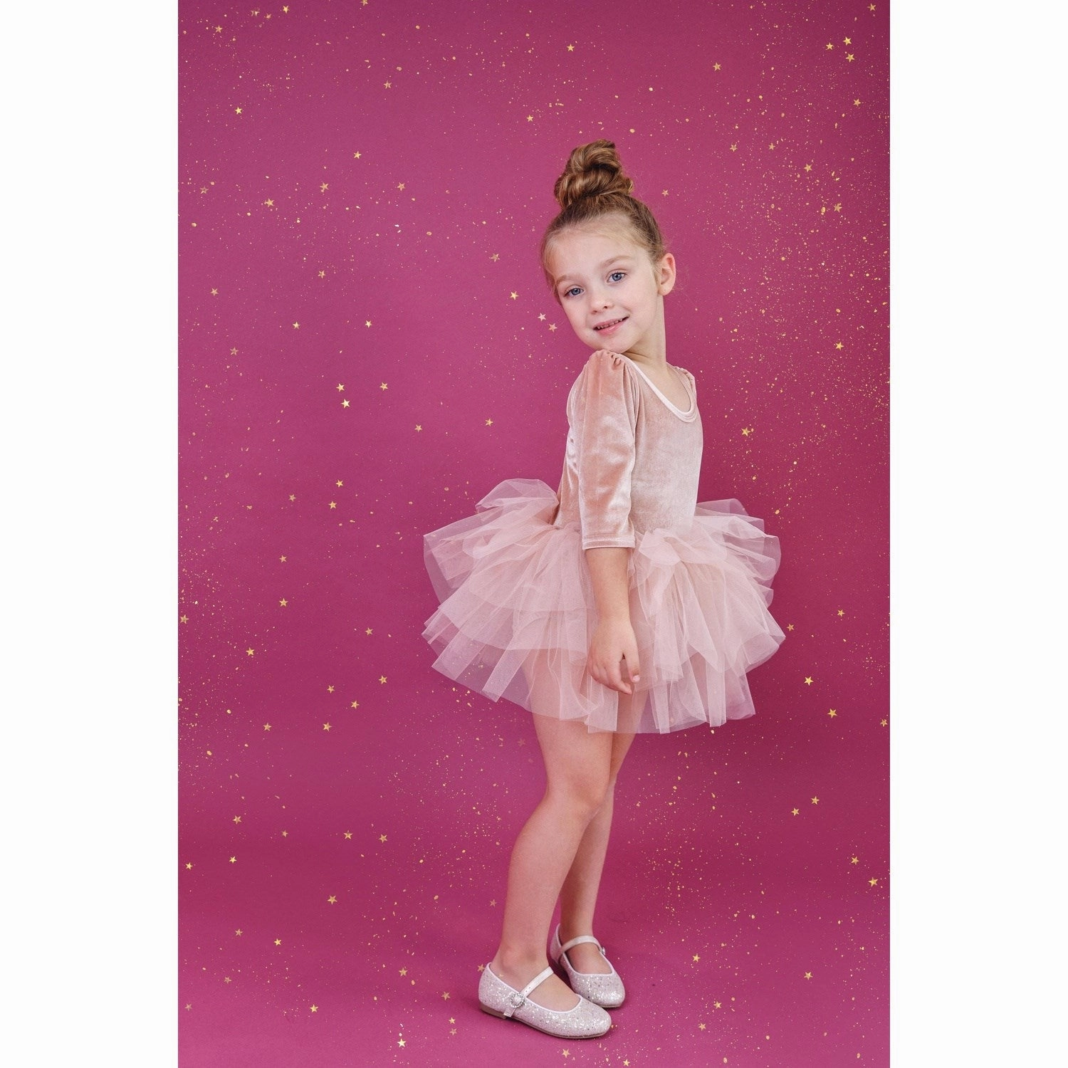 Dolly by Le Petit Tom Pink Dolly Universe Velvet Planet Tutu Dress Beadwork