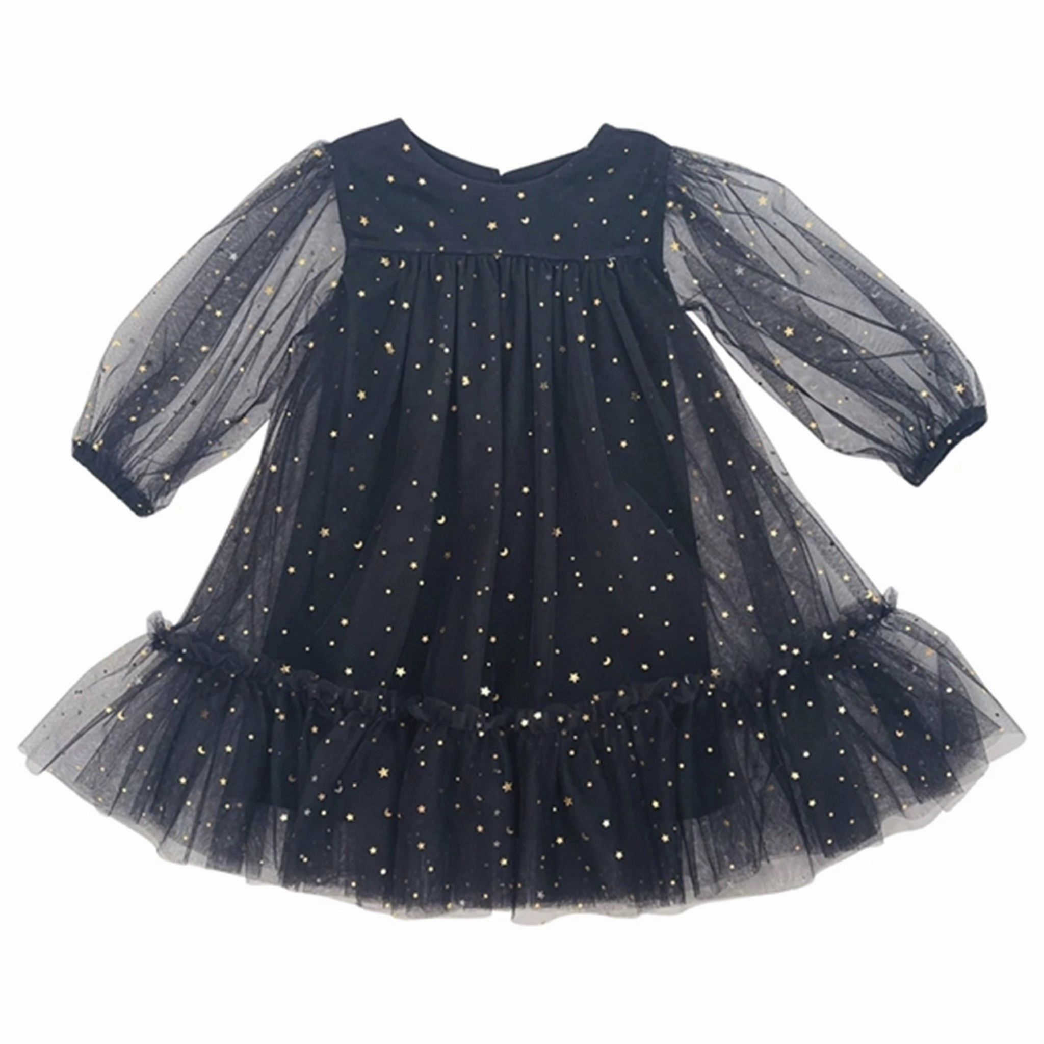 Dolly by Le Petit Tom Stars & Moon Tulle Empress Dress Black Elegant Fabric