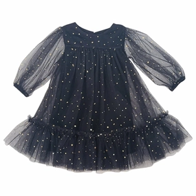 Dolly by Le Petit Tom Stars & Moon Tulle Empress Dress Black Elegant Fabric