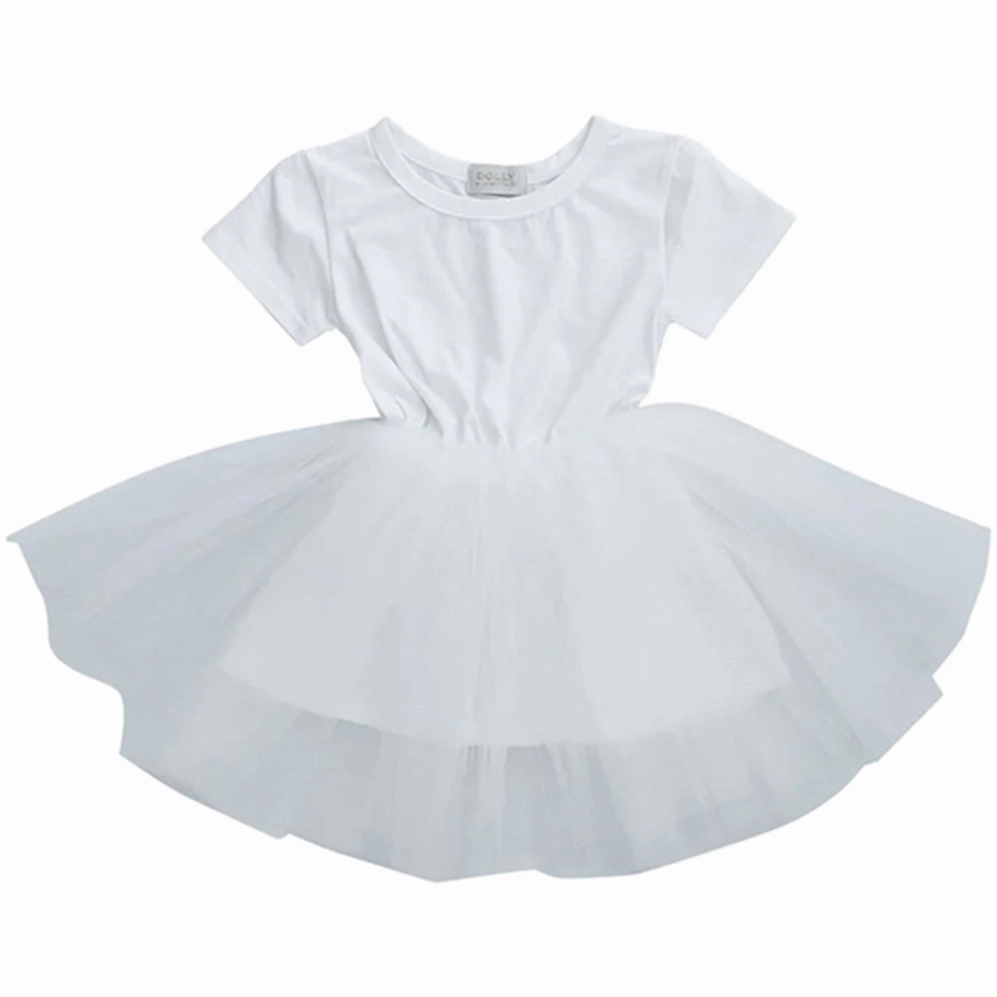 Dolly by Le Petit Tom Tutully T-Shirt Tutu Dress White Ruffle-Detail knee-length