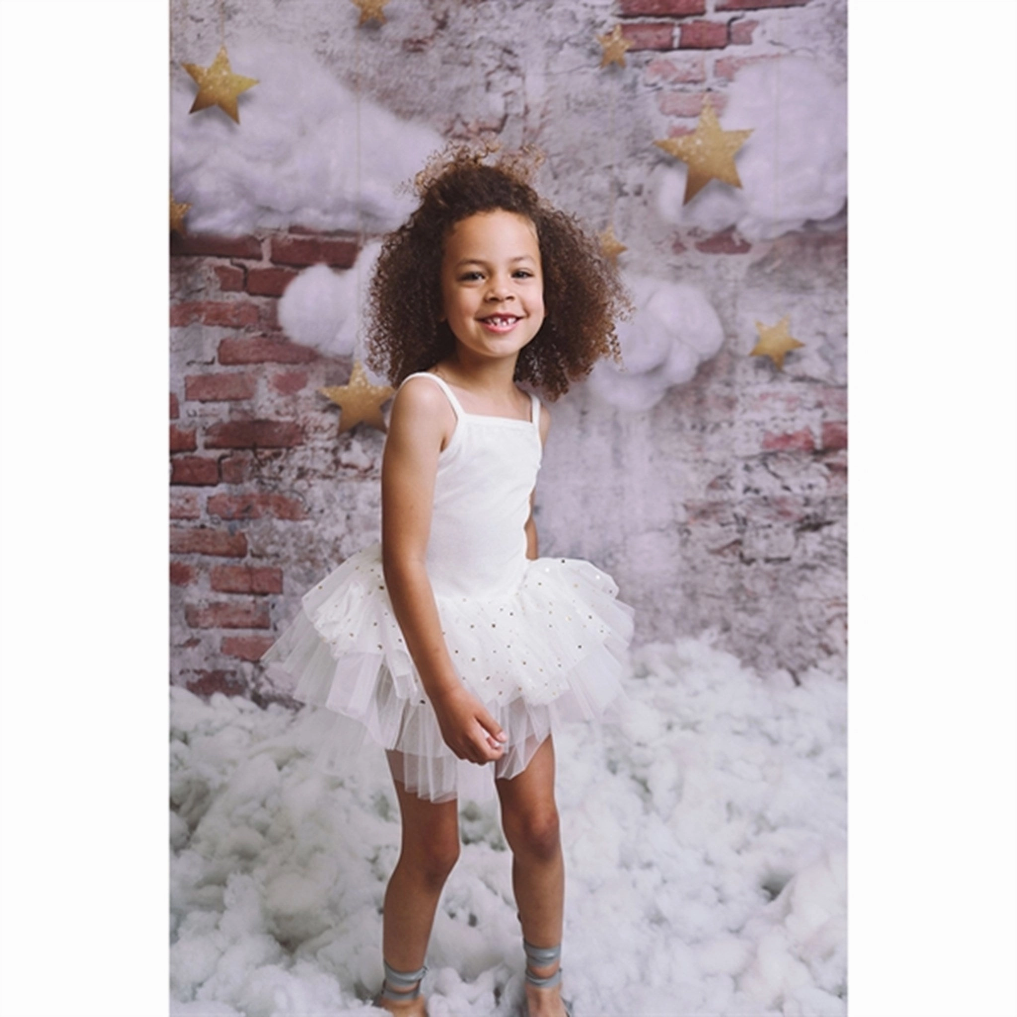 Dolly by Le Petit Tom Velvet Leotard With Tulle Tutu Dress Off White Smart and Elegant