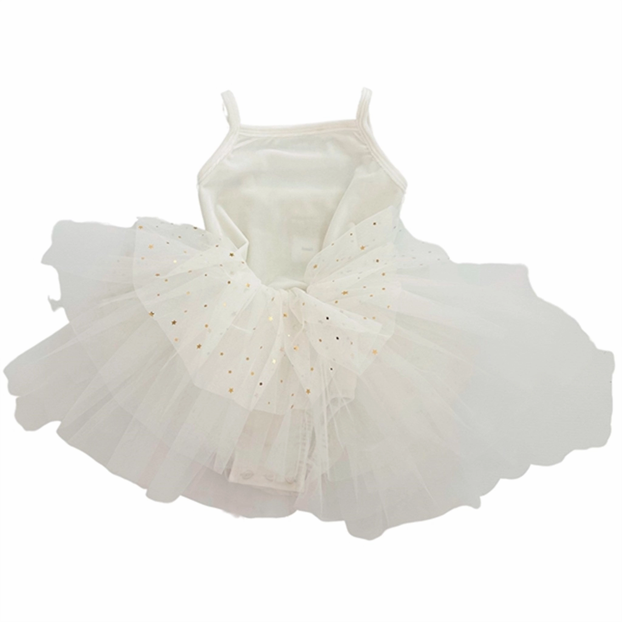 Dolly by Le Petit Tom Velvet Leotard With Tulle Tutu Dress Off White Day Glow Polished and Elegant