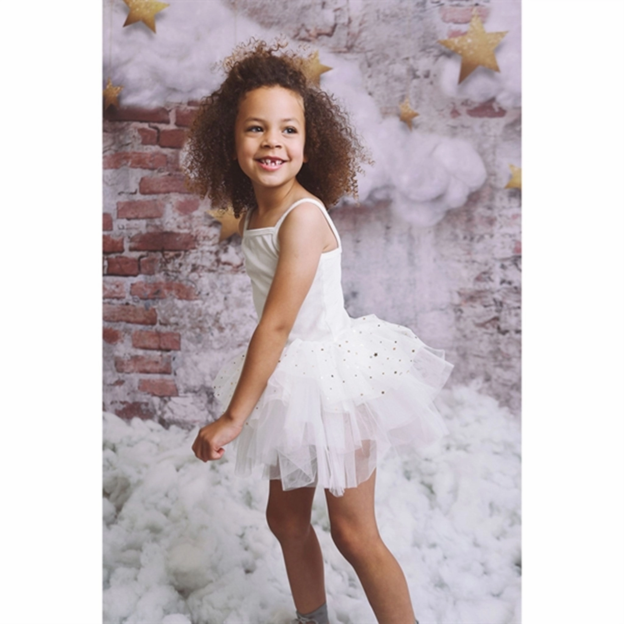 Color Pop High-Fashion Dolly by Le Petit Tom Velvet Leotard With Tulle Tutu Dress Off White