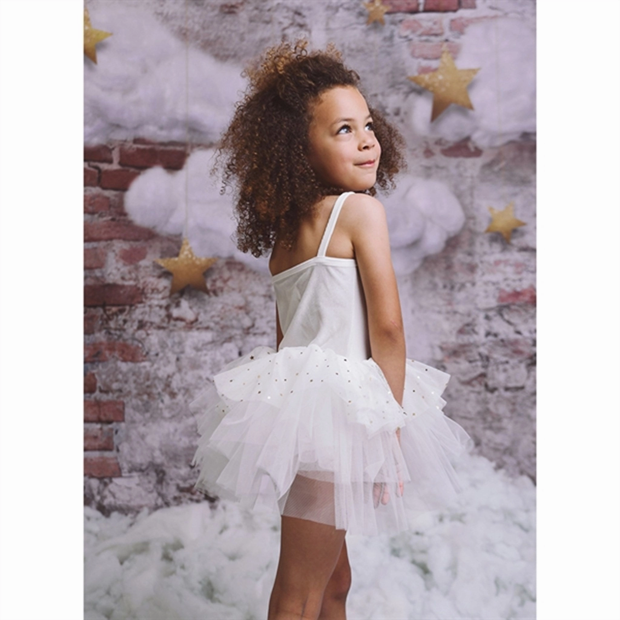Dolly by Le Petit Tom Velvet Leotard With Tulle Tutu Dress Off White Subtle Fit Polite Tone
