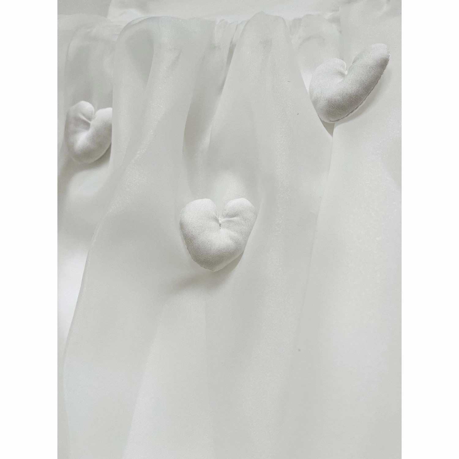 Dolly by Le Petit Tom White Dolly World Heart Balloon Organza Dress Sporty Comfort Dreamy Texture