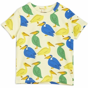 Mini Rodini Pelican AOP T-Shirt Yellow Easy Layering