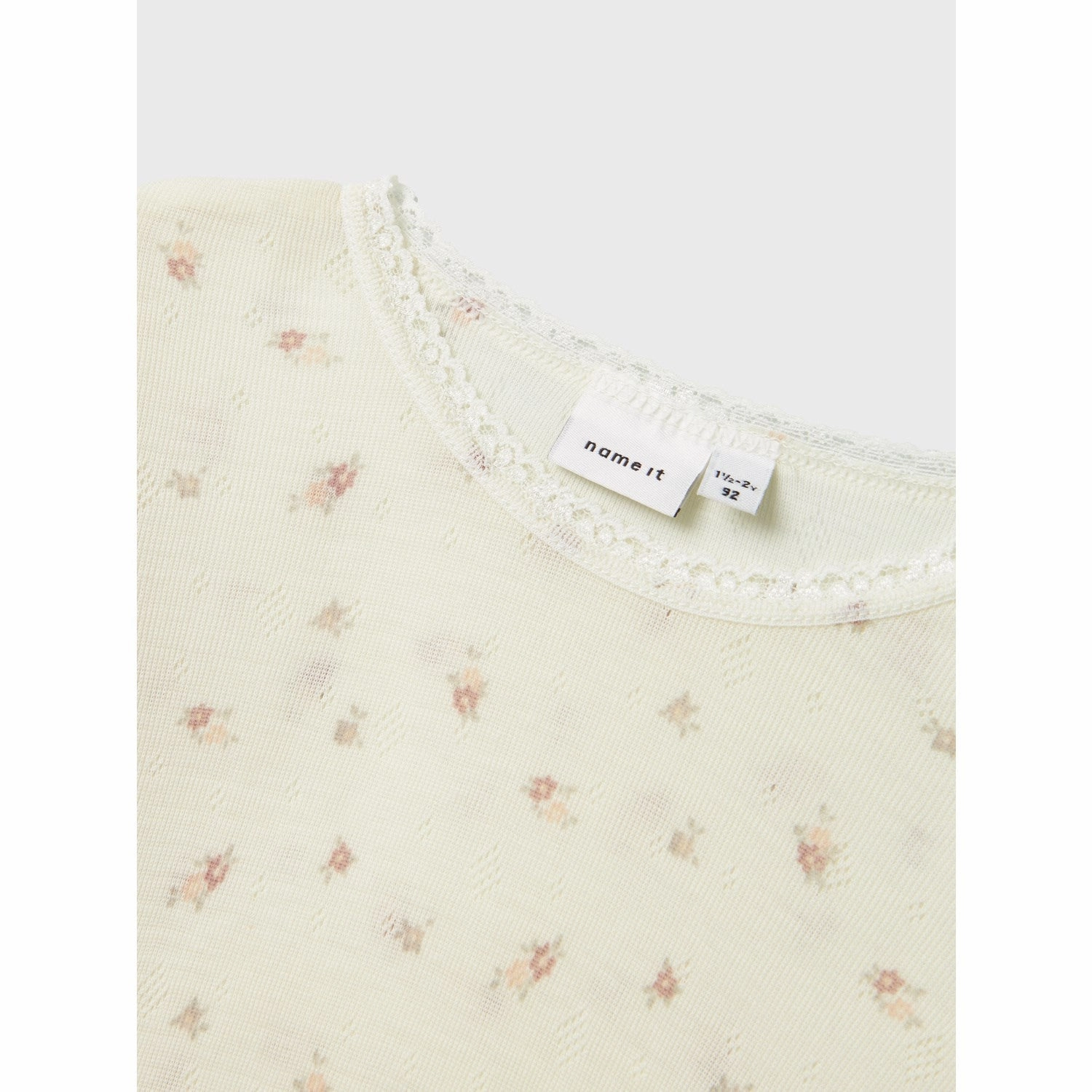 Name It Snow White Small Flowers Nmfwang Wool Needle Ls Top Noos Multi Pocket Utility