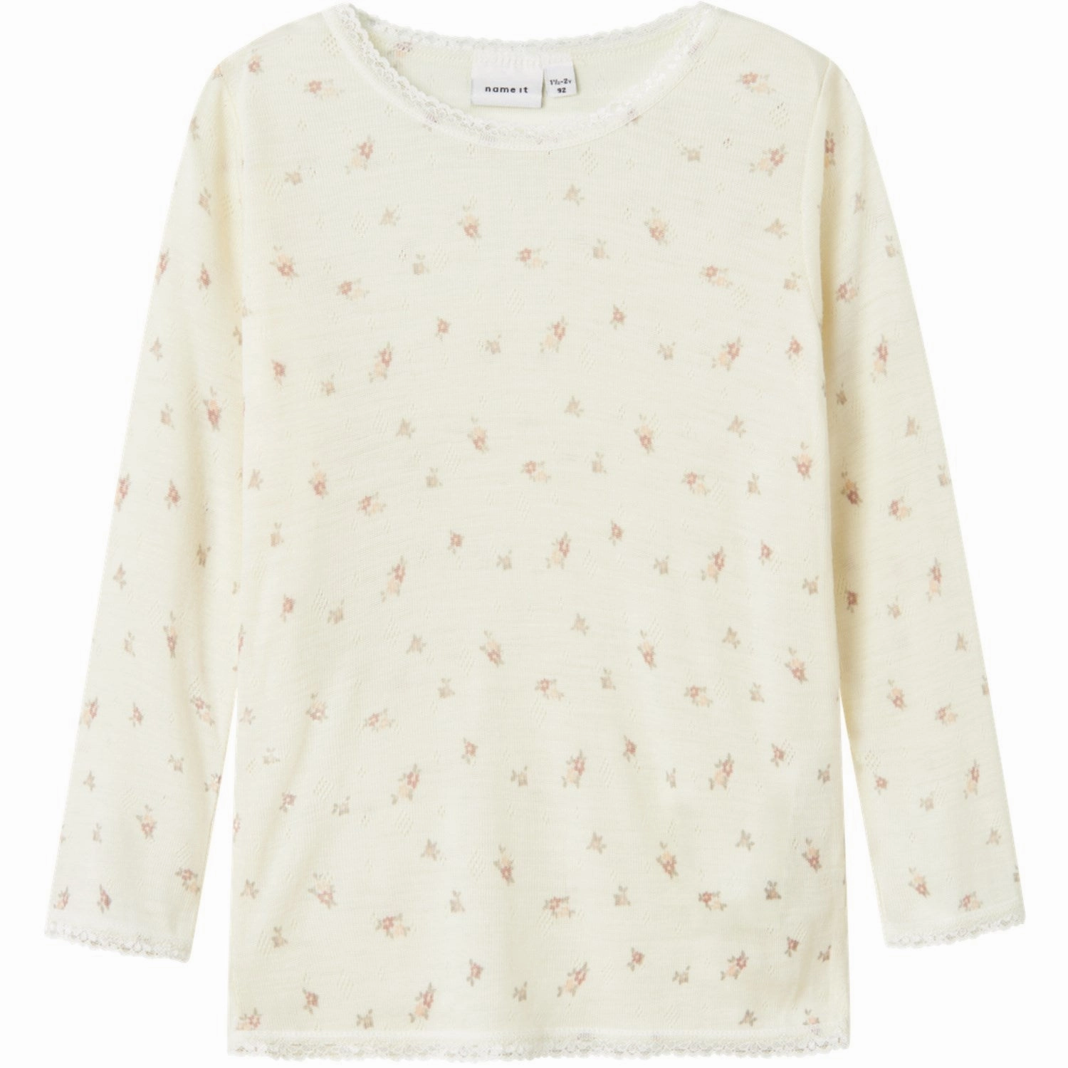 Name It Snow White Small Flowers Nmfwang Wool Needle Ls Top Noos Unmatched comfort