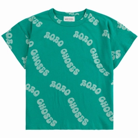 Bobo Choses Green Wavy Bobo Choses All Over T-Shirt Soft And Comfortable