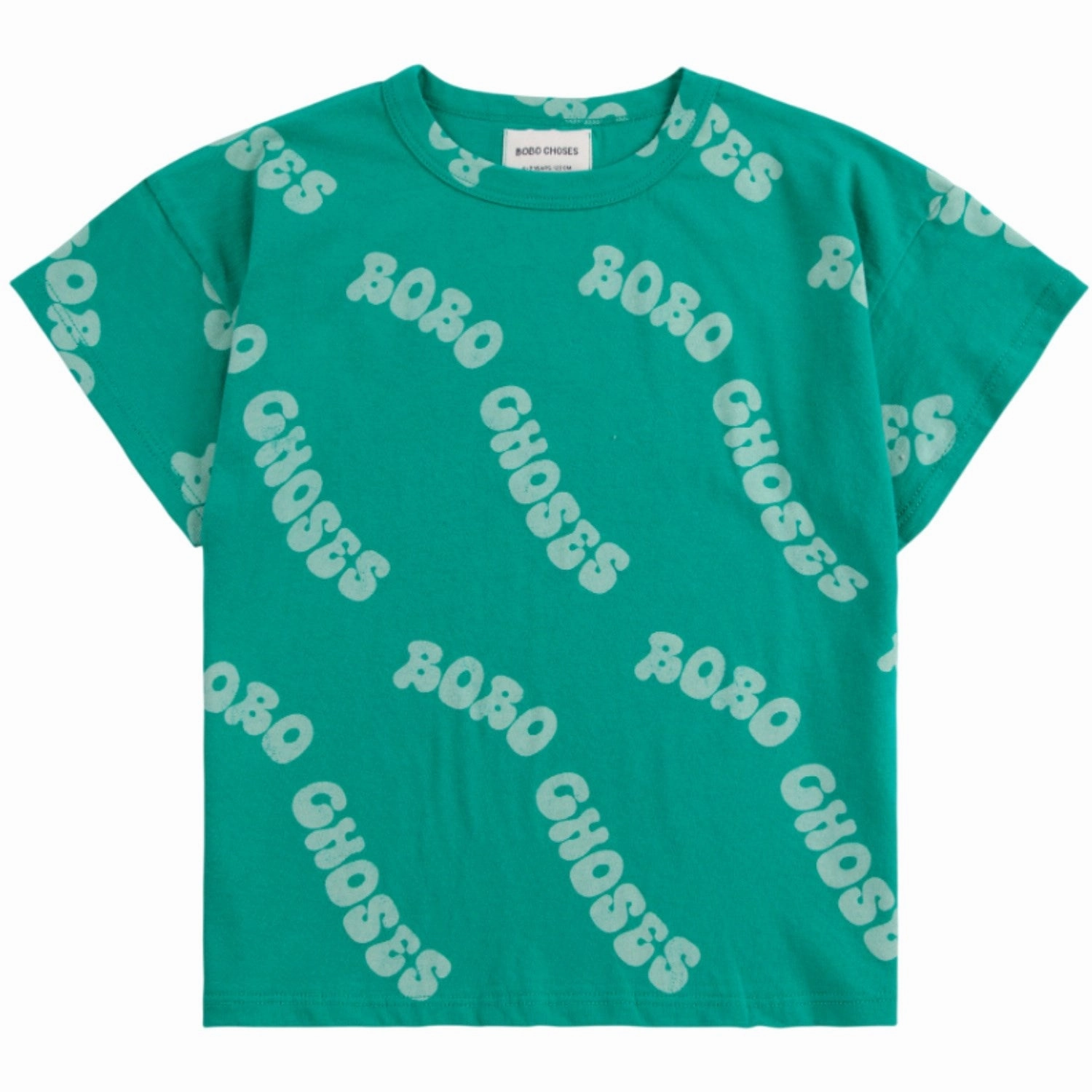 Bobo Choses Green Wavy Bobo Choses All Over T-Shirt Soft And Comfortable