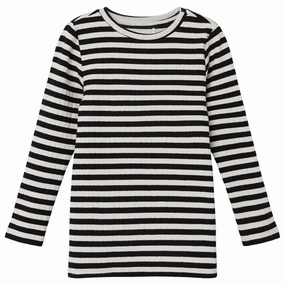 Soft touch finish Social Meetup Name it Black Suraja Slim Blouse Stripe Noos