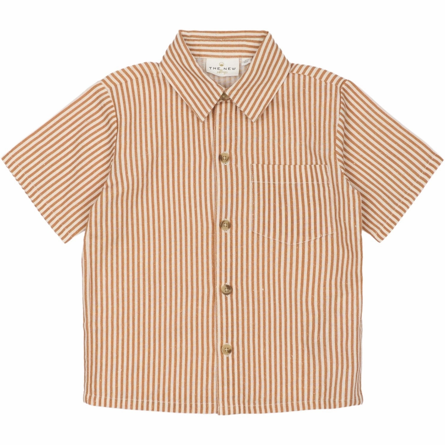 THE NEW Siblings Indian Tan Striped Opal Shirt Double Stitched Hems