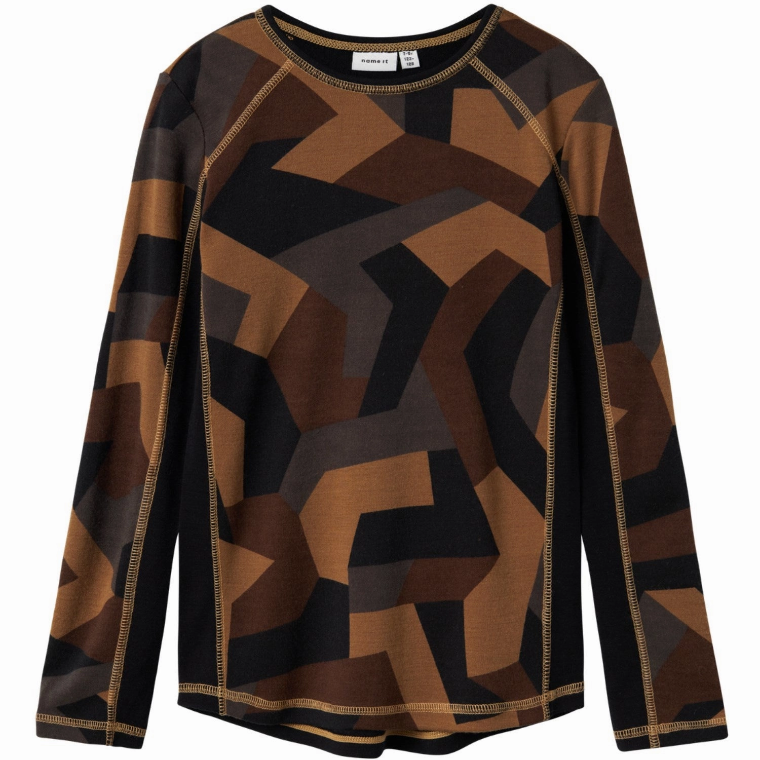 Name It Black AOP Willto Wool Blouse Day-To-Night Wear Morning Comfort