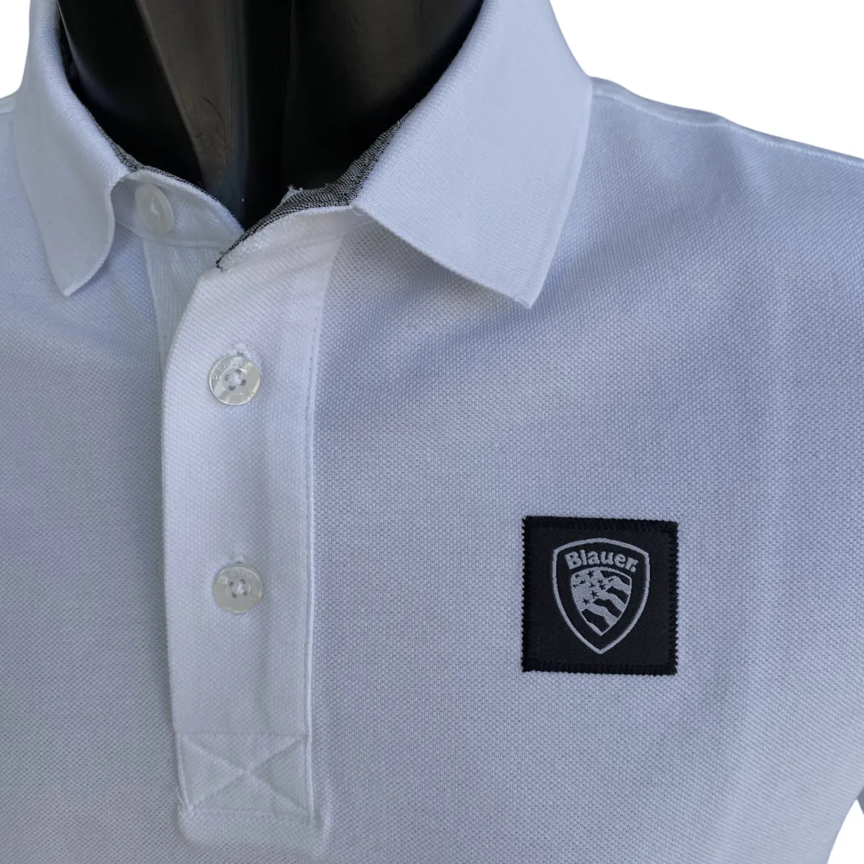 Blauer polo in cotone pique manica corta da uomo Alban 25Sblut02309 007125 100 bianco Lightweight Feel