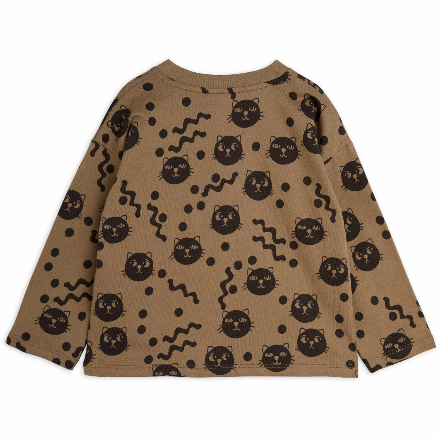 Day-To-Night Wear Wrinkle Resistant Finish Mini Rodini Brown Squiggly Cats AOP Blouse