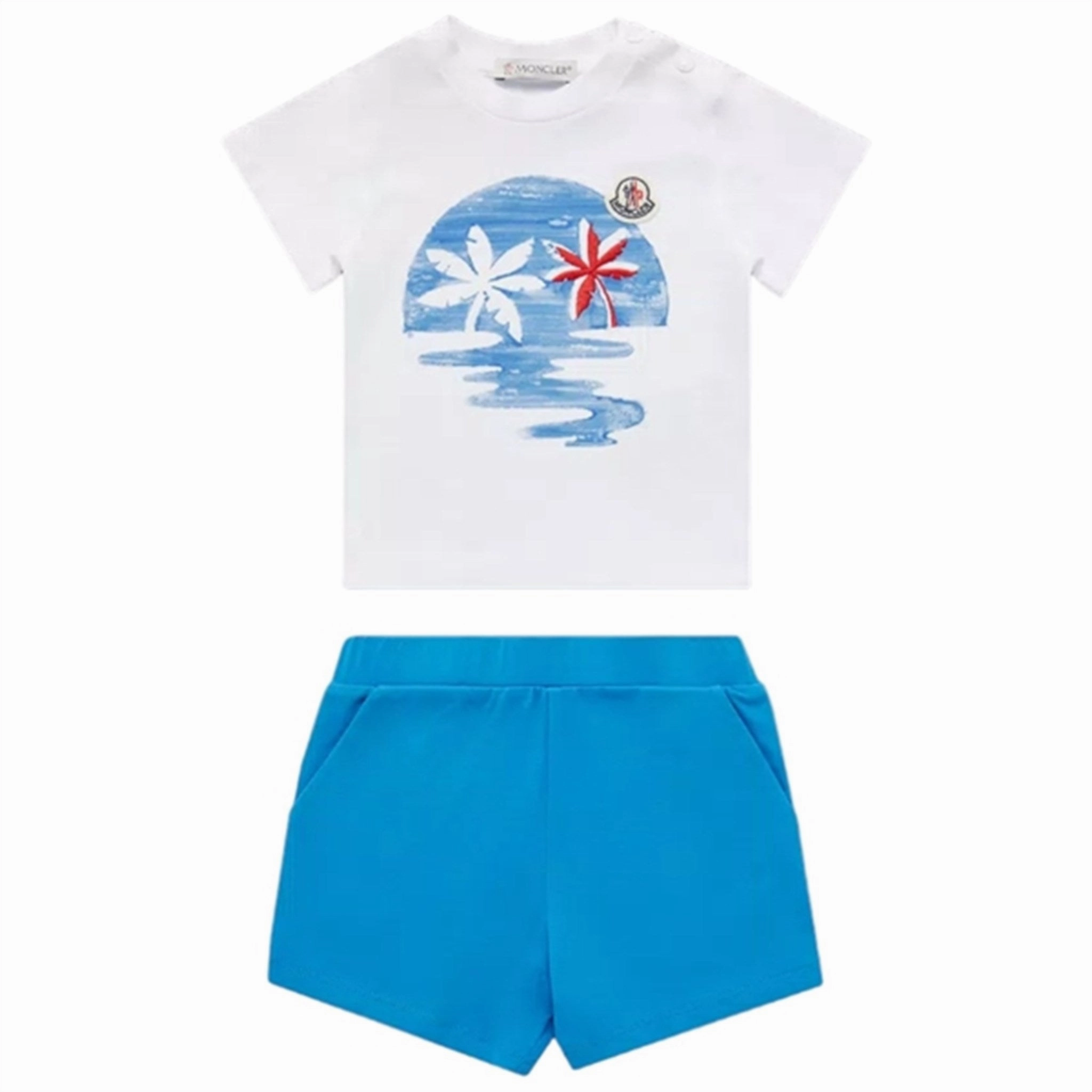 shorts set Summer Wear Moncler T-Shirt and Shorts Set Optical White & Blue