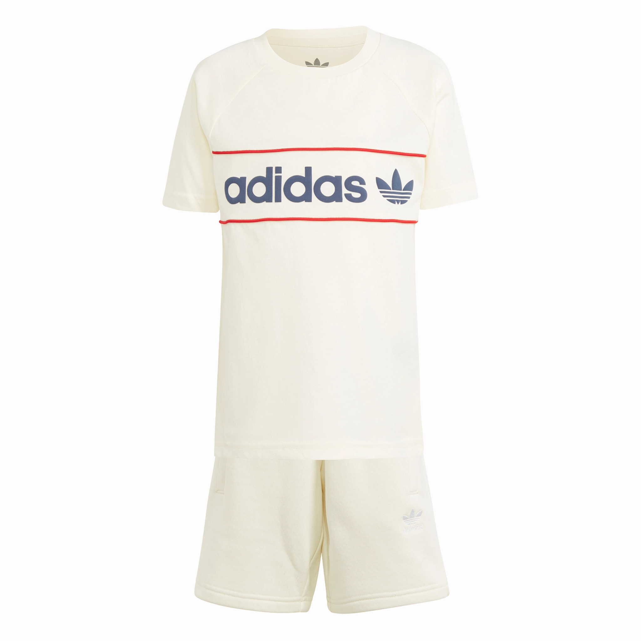 adidas Originals Ivory/Night Indigo/Red Shorts Tee Set Weekend Comfort Wear Adult sophistication