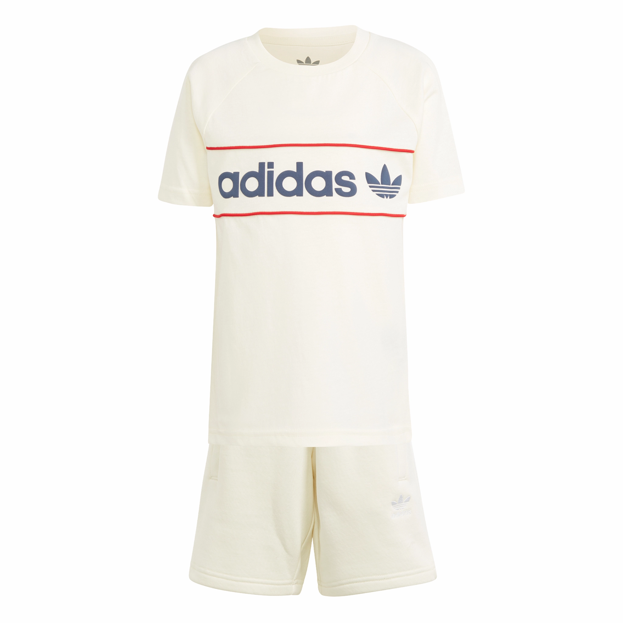 Seasonal Outfit Seasonal Layer adidas Originals Ivory/Night Indigo/Red Shorts Tee Set