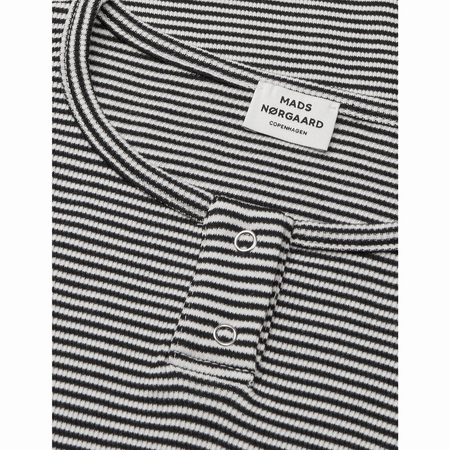 Mads N?rgaard Black/Vanilla Ice 2X2 Cotton Stripe Tala Tee Ls Non-irritating Fade Resistant Formula