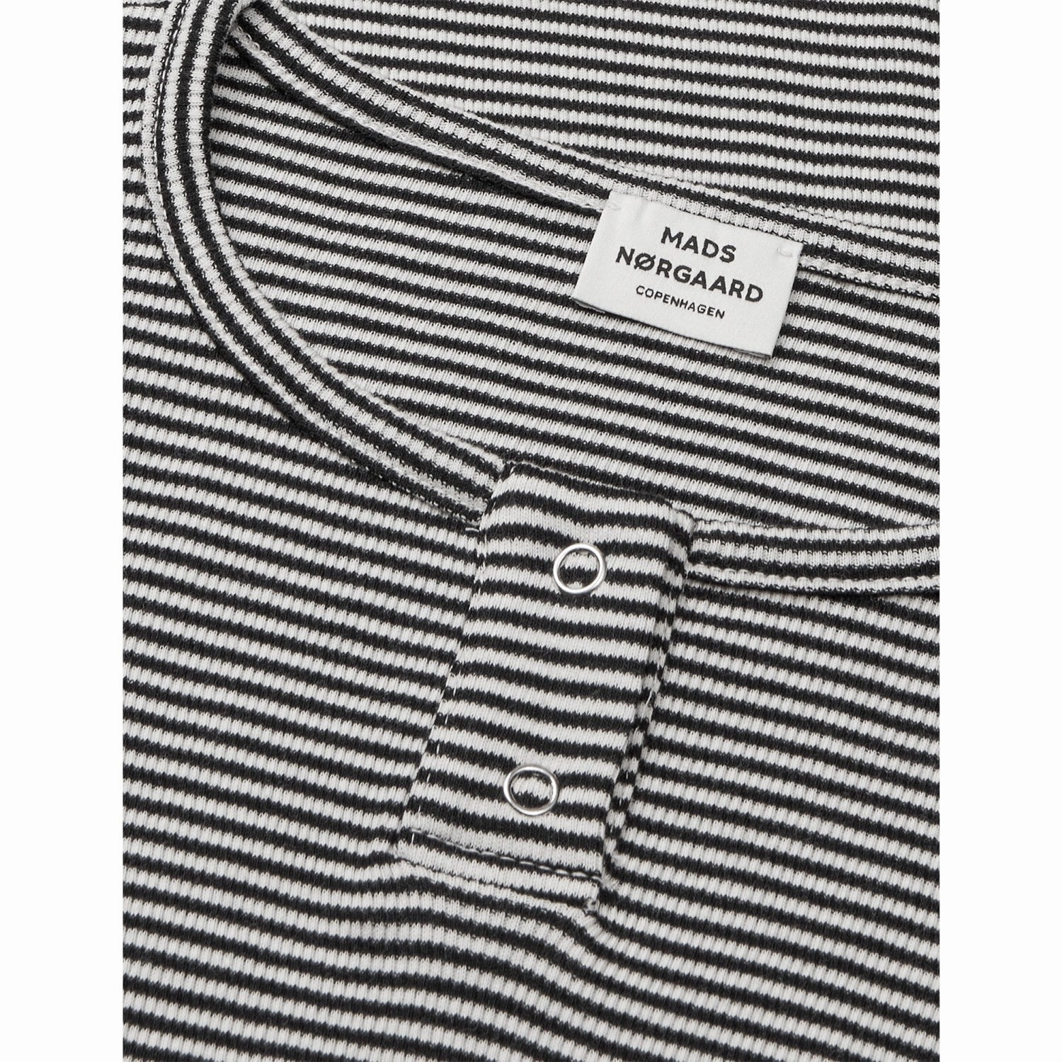 Mads N?rgaard Black/Vanilla Ice 2X2 Cotton Stripe Tala Tee Ls Checkered Look