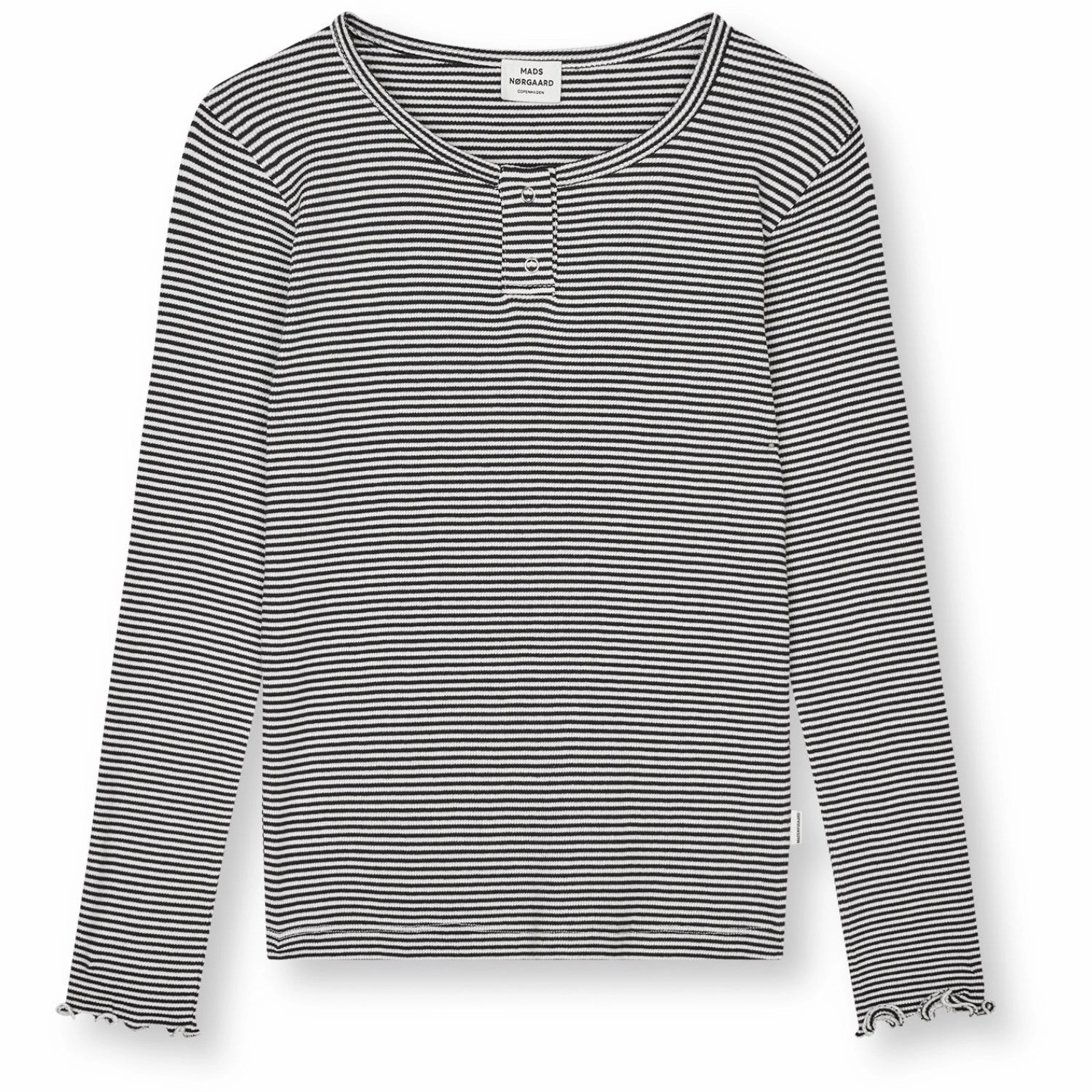 Unmatched comfort Cocktail Event Mads N?rgaard Black/Vanilla Ice 2X2 Cotton Stripe Tala Tee Ls