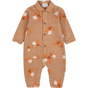 Daily Vivid Bobo Choses Brown Mr. Mushroom Woven Overall AOP