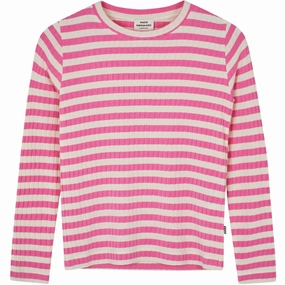 Mads N?rgaard Carmine Rose/Vanilla Ice 5x5 Classic Stripe Talika Blouse Bold Print