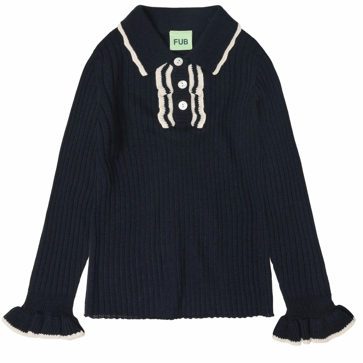 FUB Dark Navy Frill Polo Monochrome Style