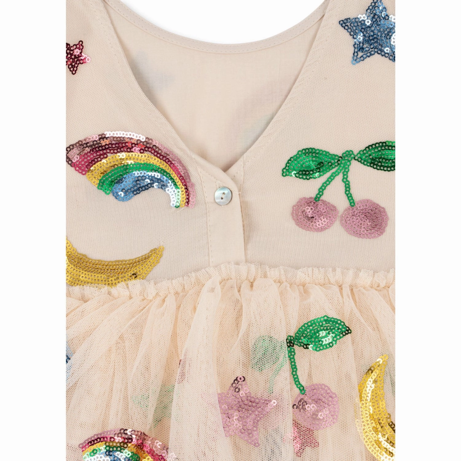 Konges Sl?jd Rainbow Twinkle Yvonne Puff Dress Beaded-Sleeve