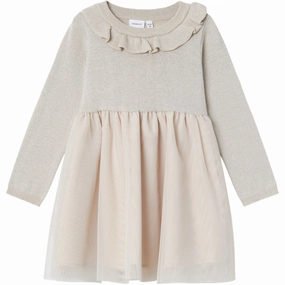 Name It Frosted Almond Riglitter Knit Dress Night wear