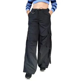 ripstop fabric Formal Look XT Studio pantalone da donna in microfibra largo con tasconi X124WVC012W68101-053 nero