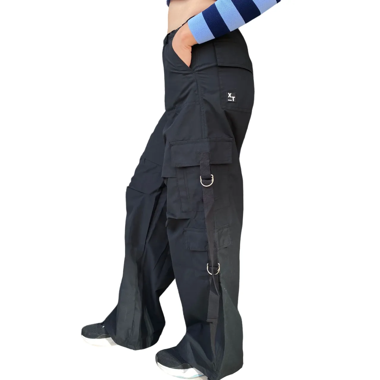 XT Studio pantalone da donna in microfibra largo con tasconi X124WVC012W68101-053 nero Pull-on style Soft and Stretchy