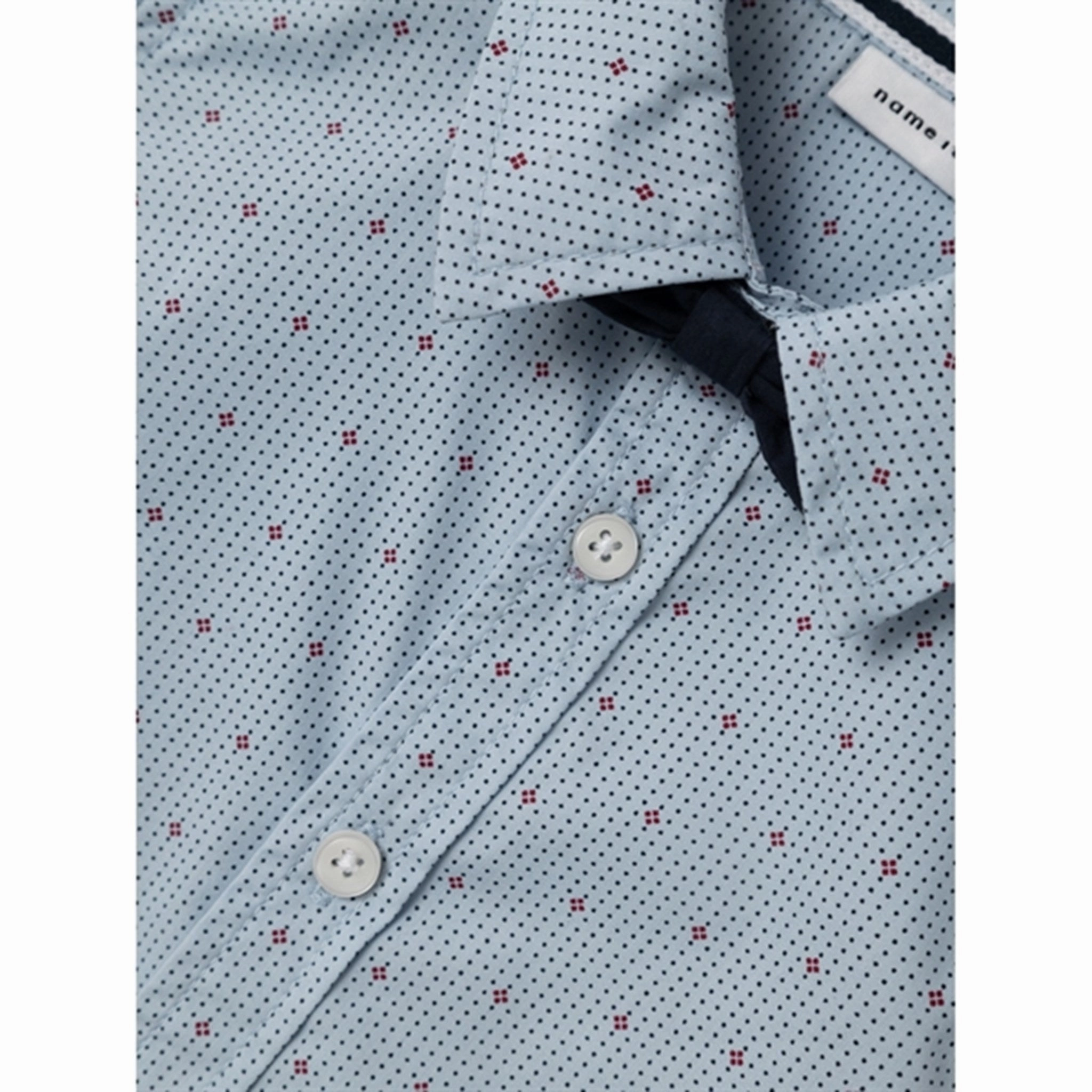 Name it Cashmere Blue Riza Shirt Round Collar Patterned Design