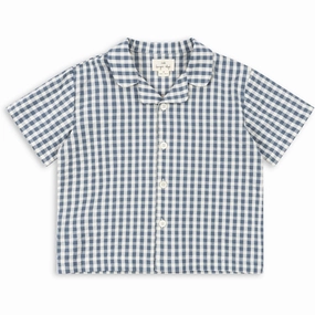 Sleek Silhouette Clean Edge Trim Konges Sl?jd Captains Blue Check Kim Shirt