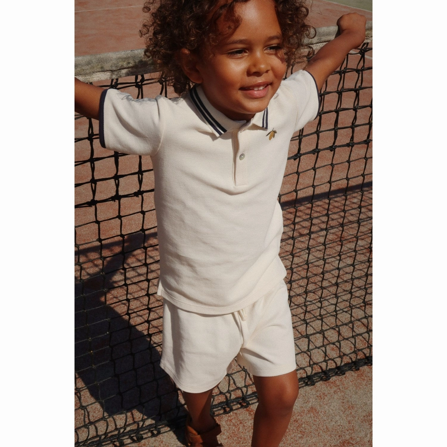 Monochrome Style Sporty Look Konges Sl?jd Antique White Florian Polo Shirt Gots