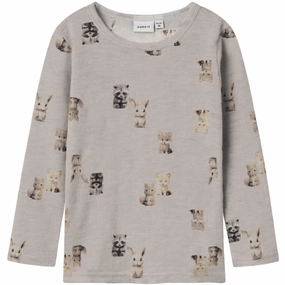 Name It Nacreous Cloud Forest Animals Nmmwang Wool Rib Ls Top Aop Eco friendly materials Spring Break