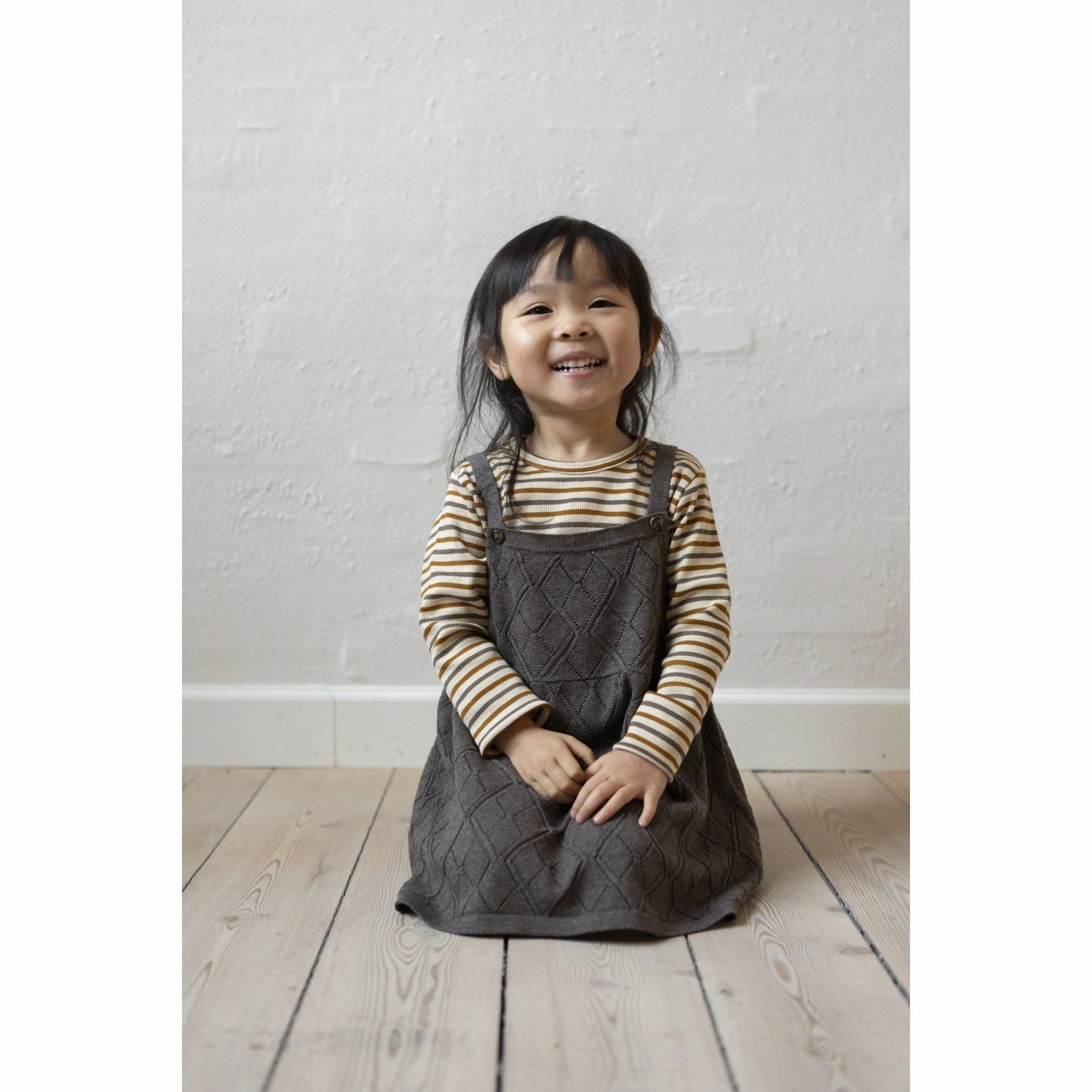 Petit Piao Chocolate Brown/Golden Sun/Dark Off White Blouse Modal Striped Animal Print Chambray Fabric