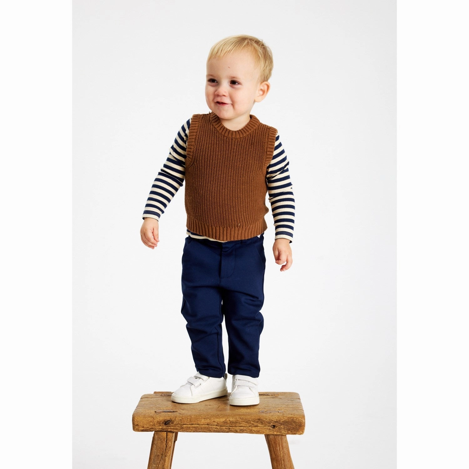 THE NEW Siblings Navy Blazer Fro Uni Rib Blouse Bold Print