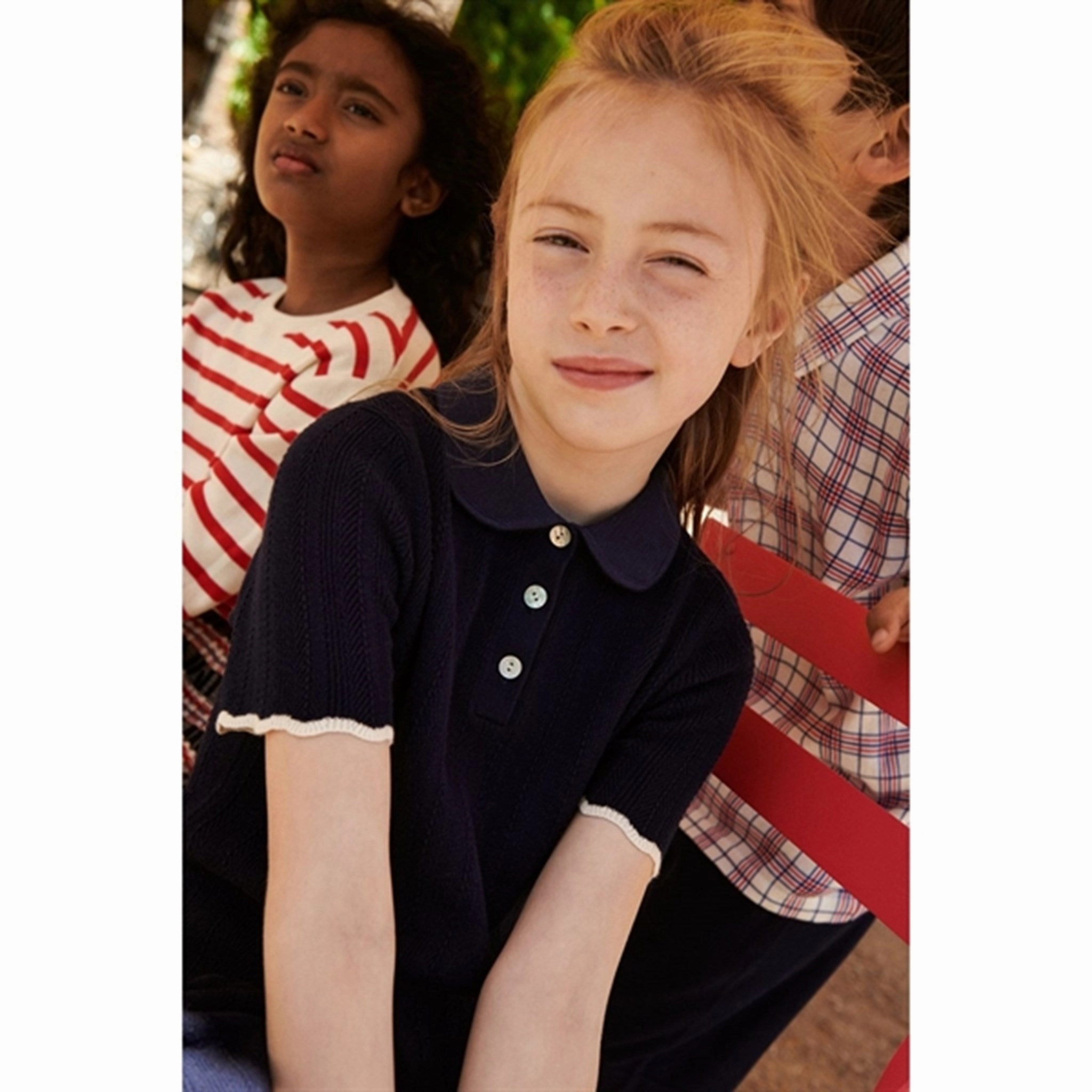 Breathable Cotton Fabric FUB Dark Navy Pointelle T-Shirt