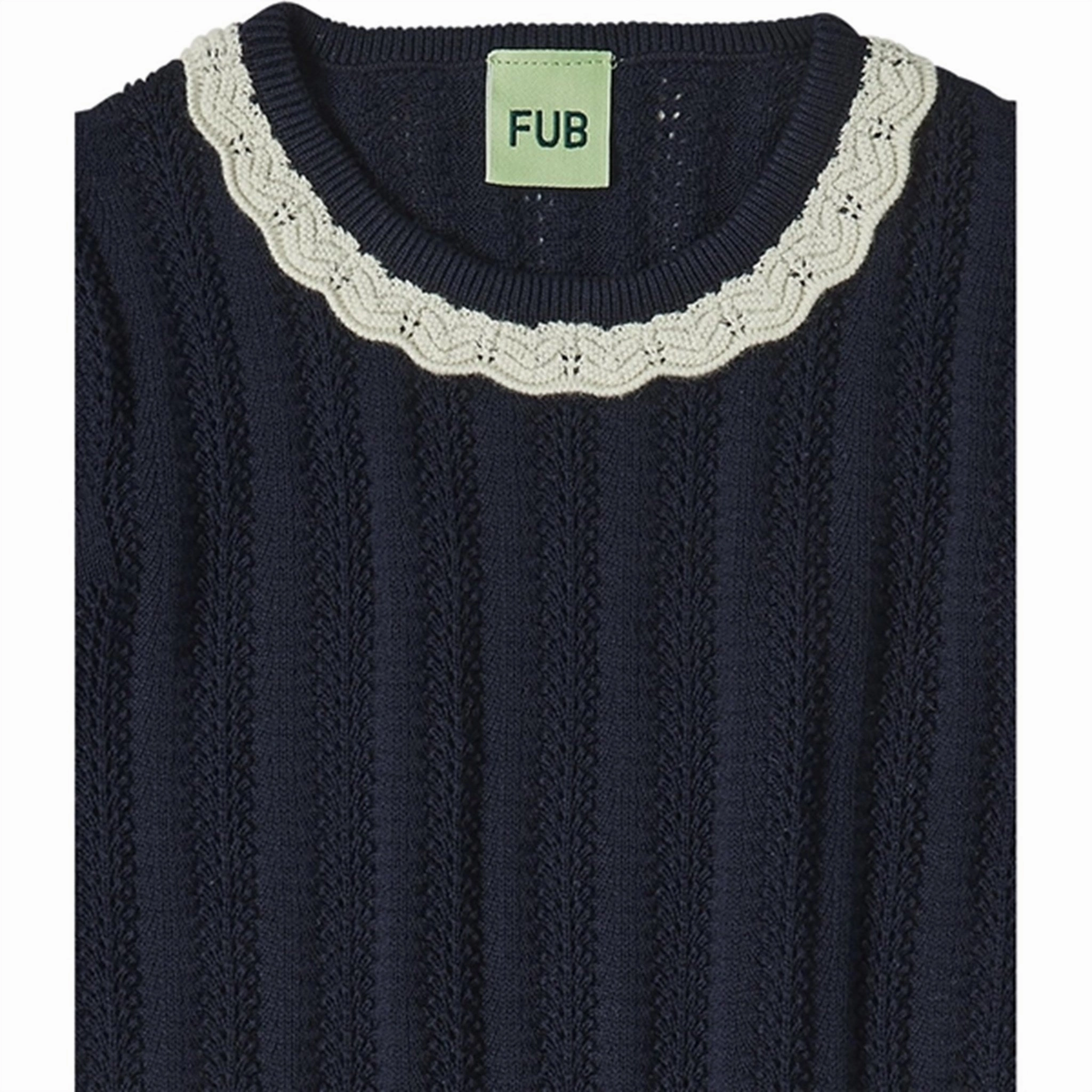TexturedWeavePattern FUB Dark Navy Pointelle T-Shirt
