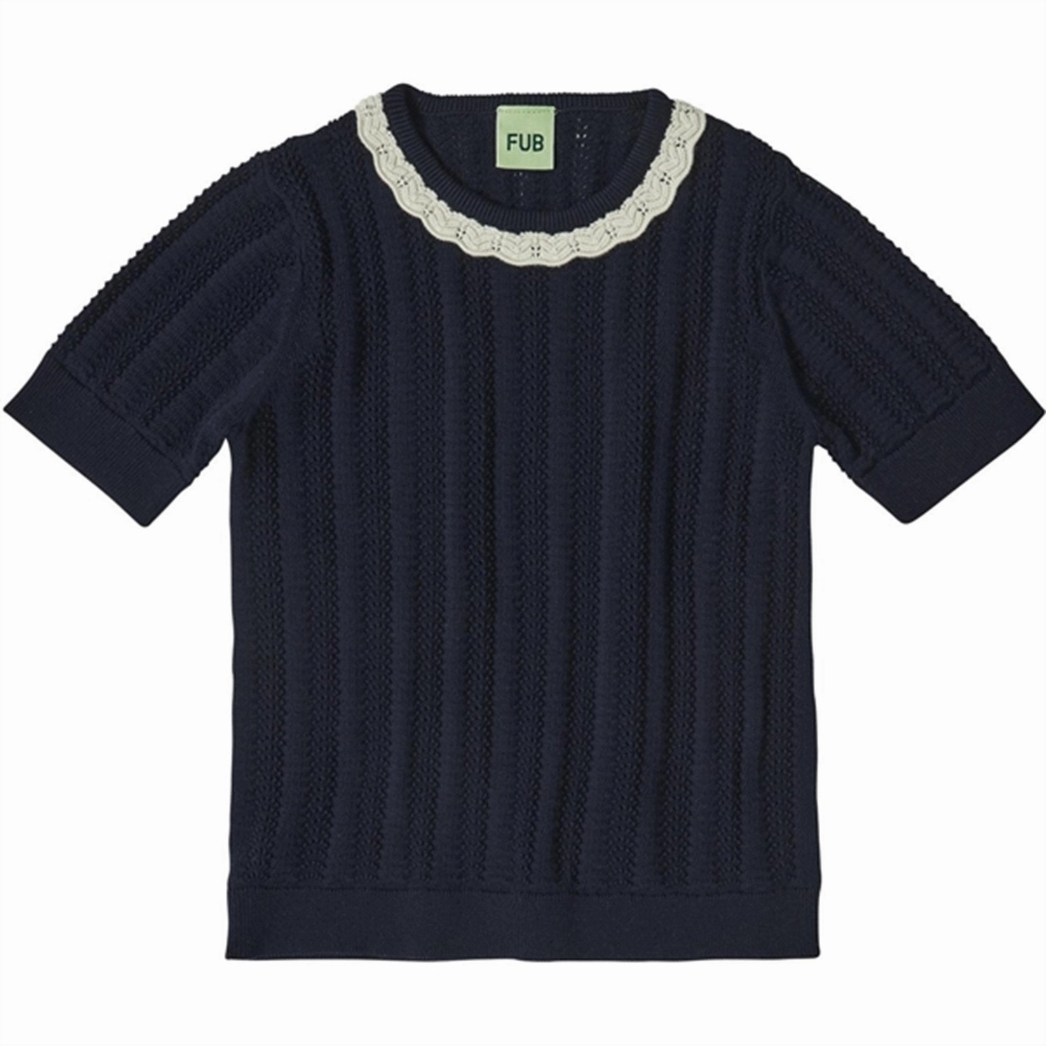 Perfect for Vacation FUB Dark Navy Pointelle T-Shirt