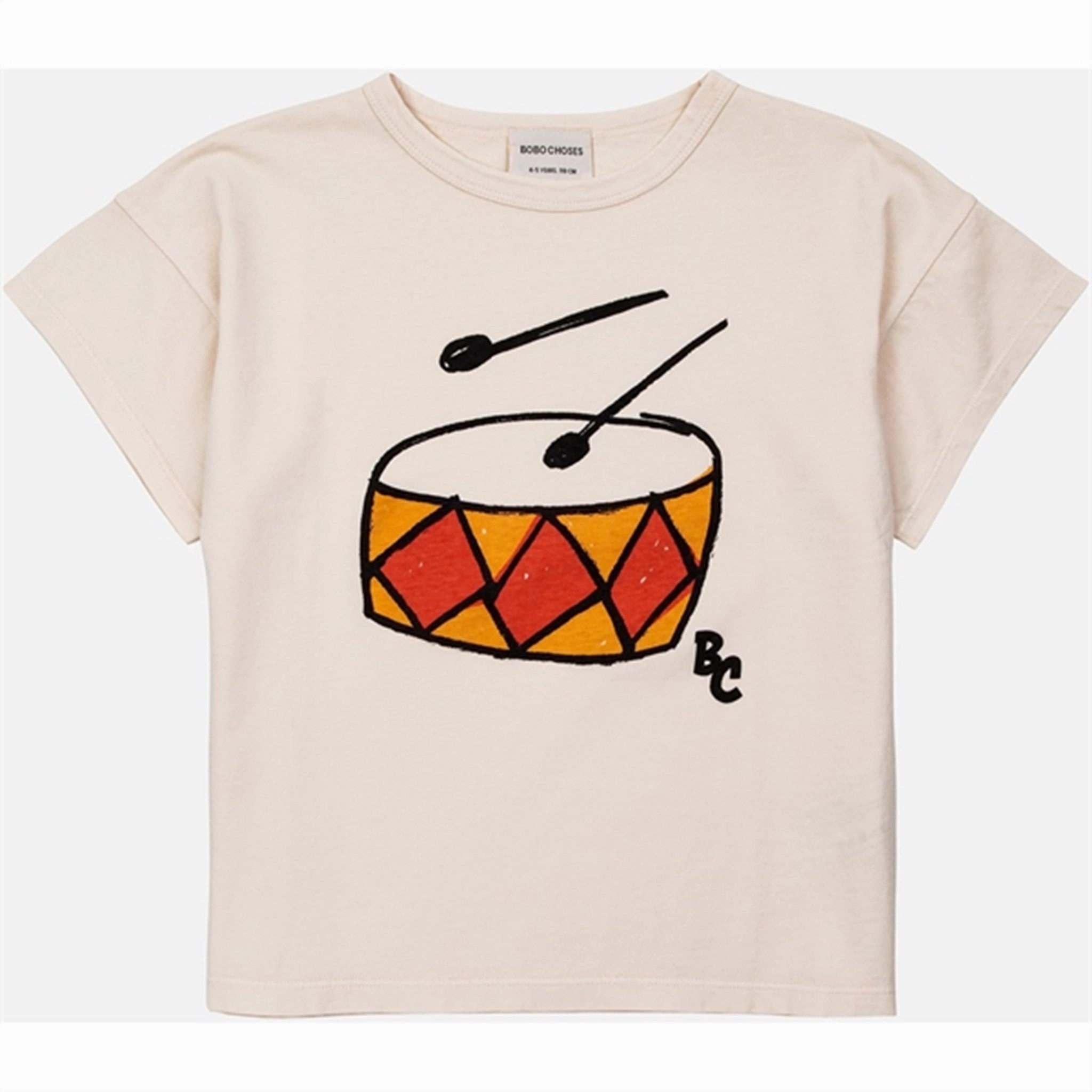 Biodegradable Textile Outdoor Comfort Bobo Choses Play The Drum T-Shirt Offwhite