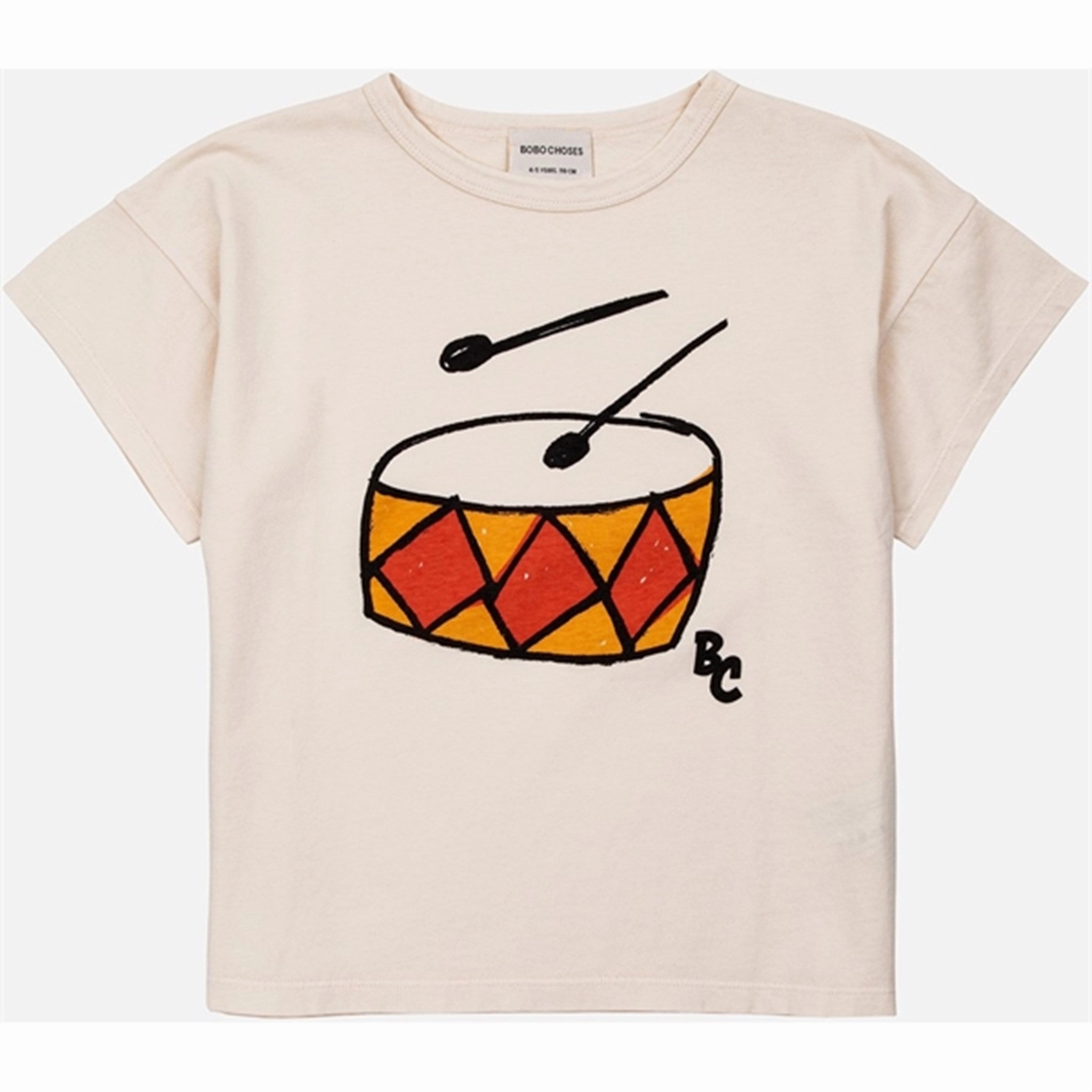Simple Layer Casual Wearable Bobo Choses Play The Drum T-Shirt Offwhite