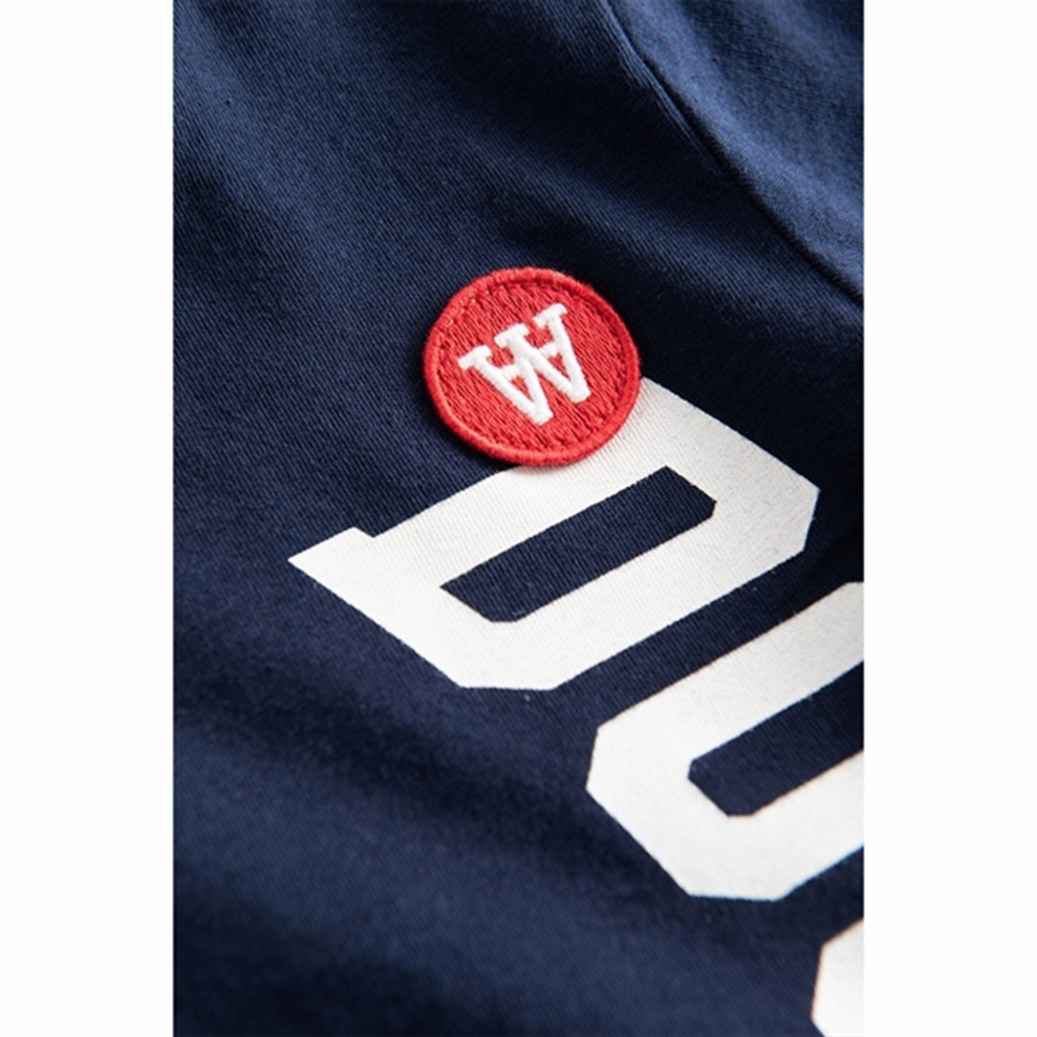 Hydrophobic coating spandex blend Wood Wood Navy Ola Spell Out Logo T-shirt