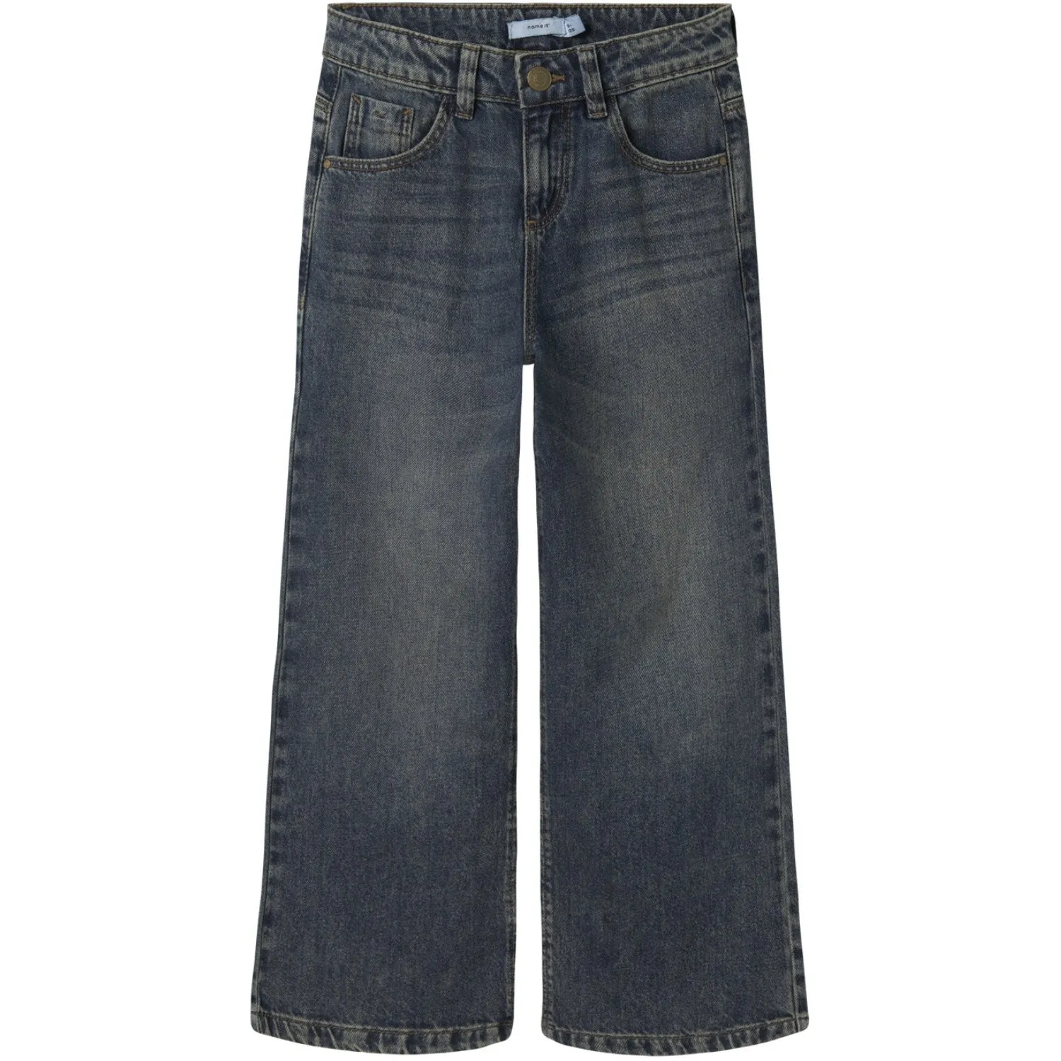 Name It Vintage Dark Blue Denim Nkfrose Wide Jeans 5529-Be Noos Flex Knit Waist Panel Weekend Style Modern