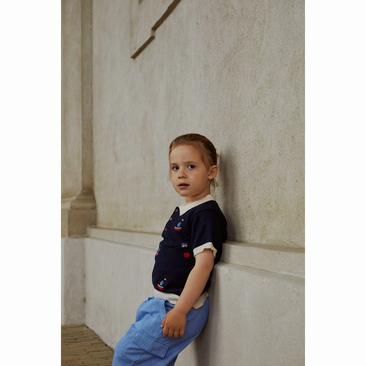 Layered Look Breathable mesh COPENHAGEN COLORS Navy/Cream Comb. Polo W. Embroidery