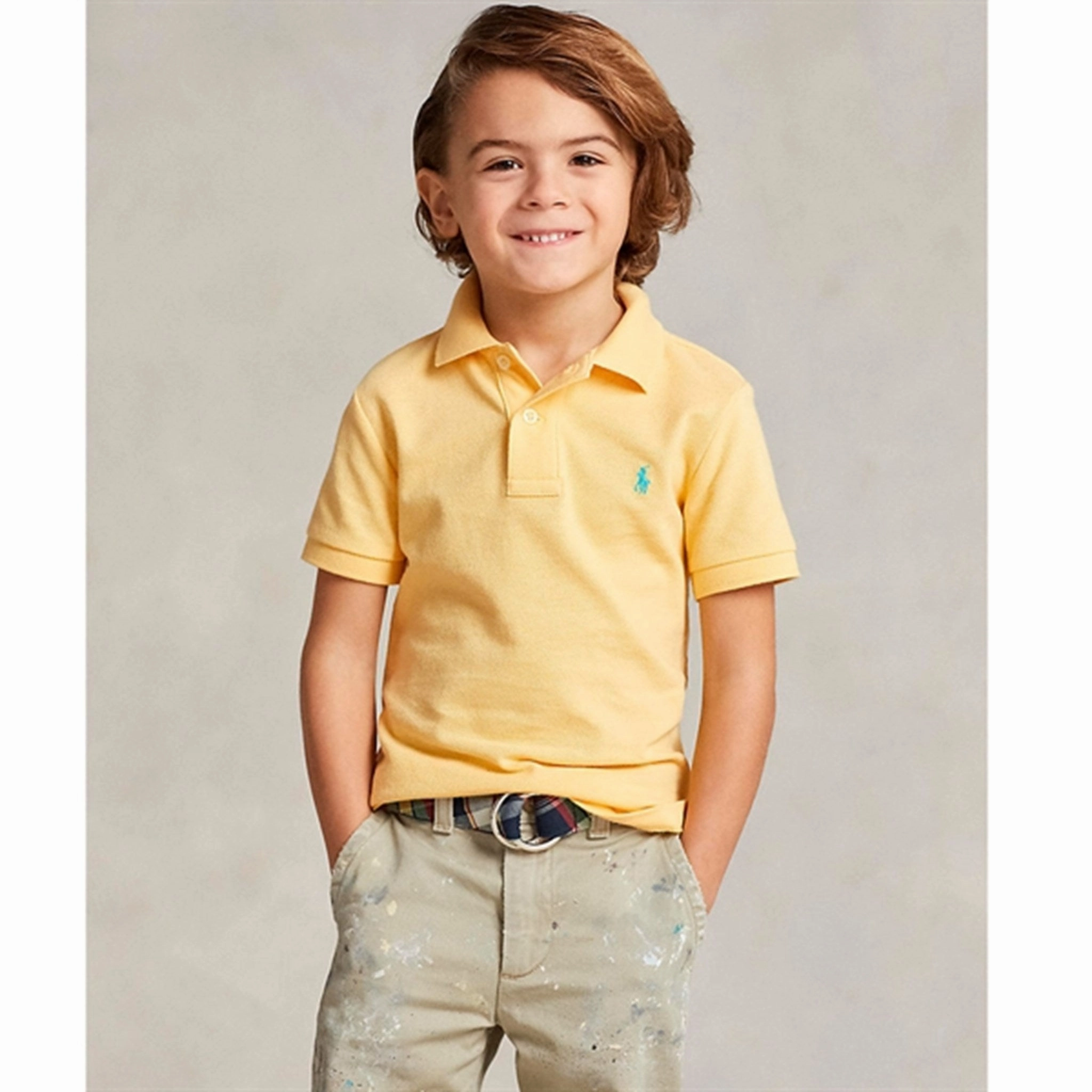 Button-Down Collar Cotton Blend Polo Ralph Lauren T-Shirt Yellow