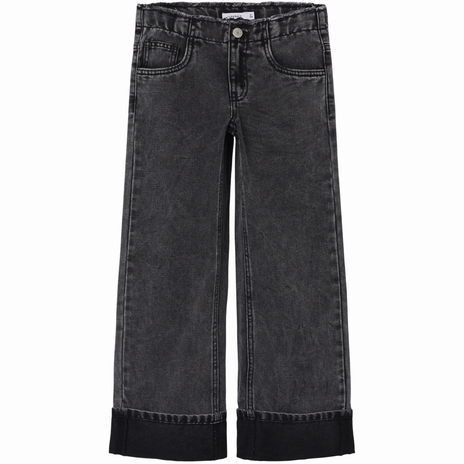 Basic Layers Name It Dark Grey Denim Rose Wide Jeans