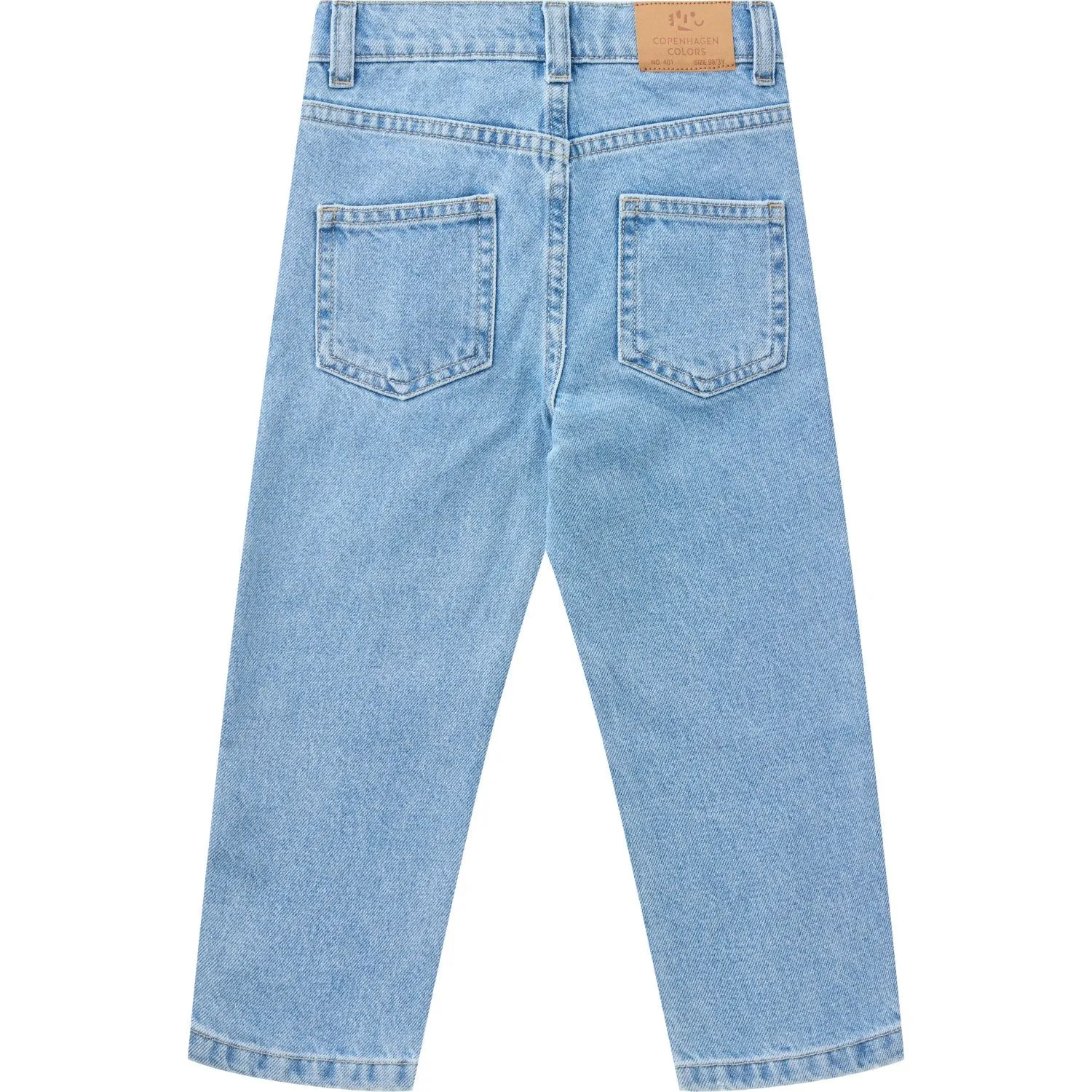 Zip Fly Closure COPENHAGEN COLORS Lt Blue Indigo Washed Organic Junior Jeans, Reugular Fit